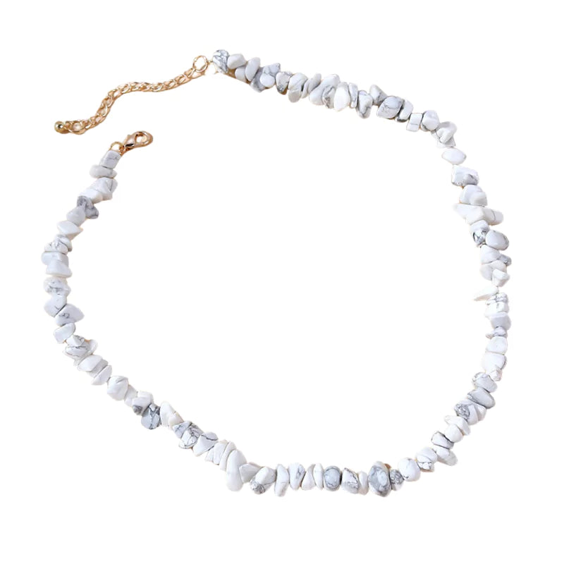 collier howlite réglable, cadeau lithothérapie homme, femme et ados