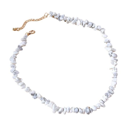 collier howlite réglable, cadeau lithothérapie homme, femme et ados