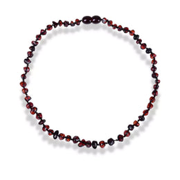 Collier pierre ambre rouge de baltique, cadeau lithothérapie homme, femm, ados et enfant