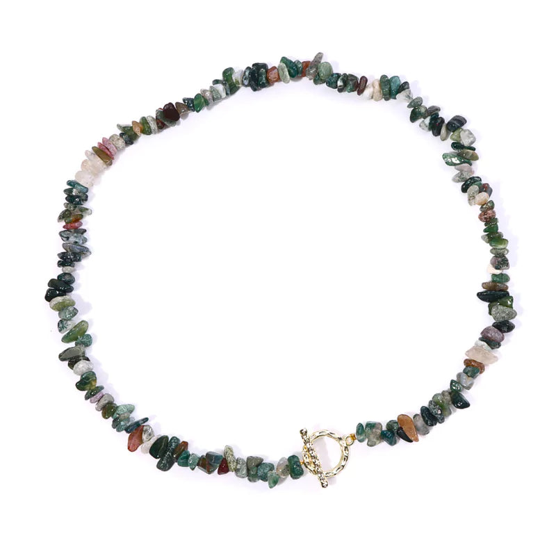 collier Pierres agate indienne "Élégance", cadeau de lithothérapie pour homme, femme et ados