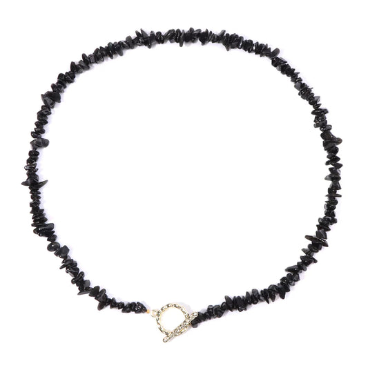 collier Pierres agate noire "Élégance", cadeau de lithothérapie pour homme, femme et ados