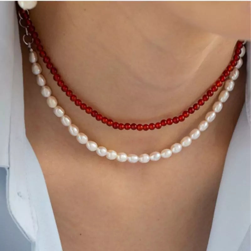 collier pierres agate rouge, cadeau lithothérapie femme homme 