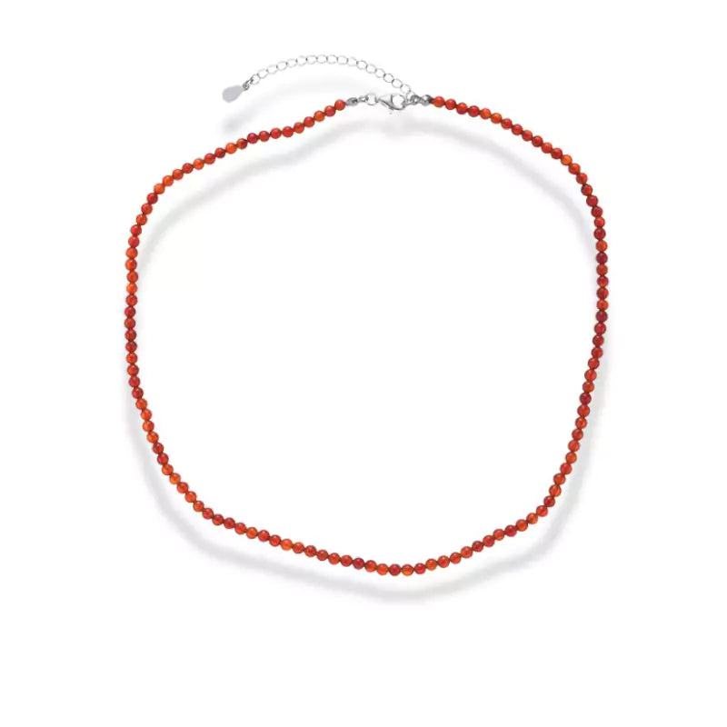 collier pierres agate rouge "sonia"3 mm, cadeau lithothérapie femme homme