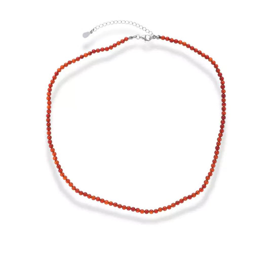 collier pierres agate rouge "sonia"3 mm, cadeau lithothérapie femme homme