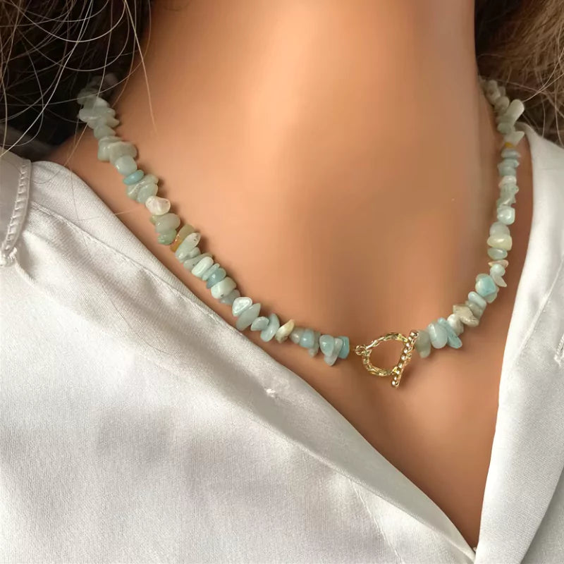 collier Pierres amazonite "Élégance", cadeau de lithothérapie pour femme 