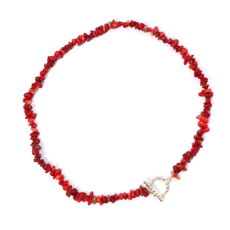 collier Pierres corail "Élégance", cadeau de lithothérapie pour homme ou femme 
