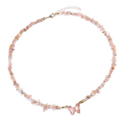 collier Pierres de soleil et papillon "butterfly", cadeau de lithothérapie pour femme et ados