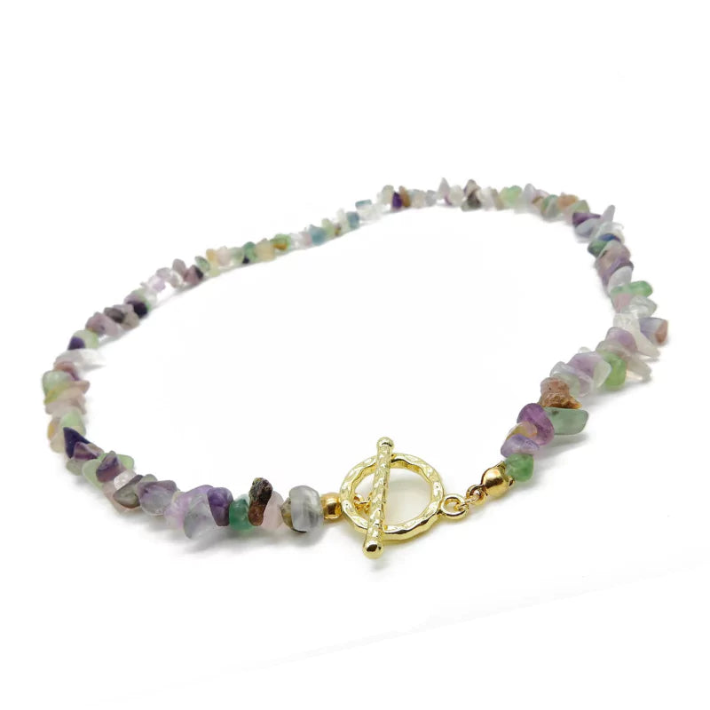 collier Pierres fluorite "Élégance", cadeau de lithothérapie pour homme, femme