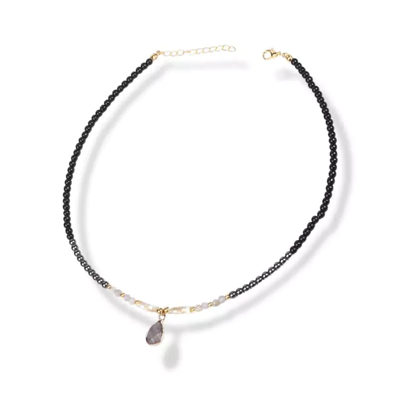 collier pierres Hématite et labradorite "duetto", cadeau lithothérapie femme