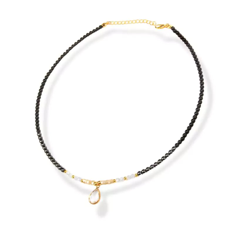 collier pierres Hématite et opale "duetto", cadeau lithothérapie femme