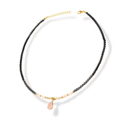 collier pierres Hématite et quartz rose "duetto", cadeau lithothérapie femme 