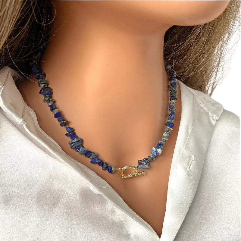 collier Pierres lapis lazuli "Élégance", cadeau de lithothérapie pour femme ou homme