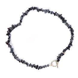 collier Pierres obsidienne neige "Élégance", cadeau de lithothérapie