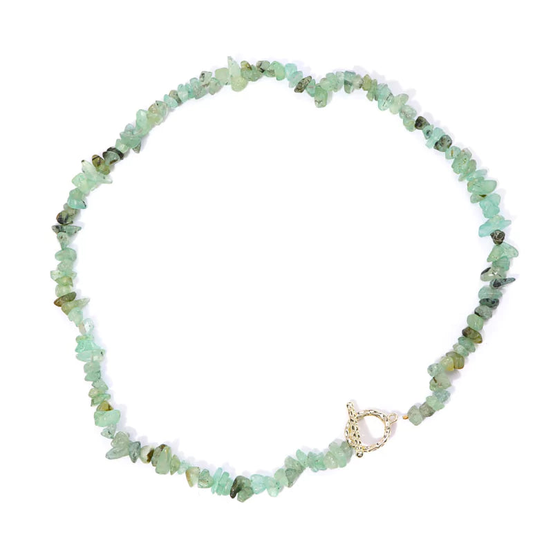 collier Pierres préhnite "Élégance", cadeau de lithothérapie pour homme, femme et ados