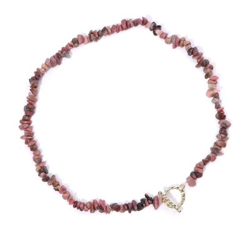 collier Pierres rhodonite "Élégance", cadeau de lithothérapie pour homme et femme 