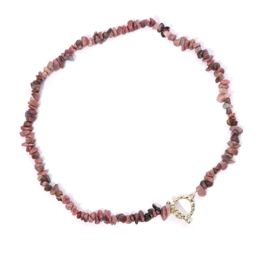 collier Pierres rhodonite "Élégance", cadeau de lithothérapie pour homme et femme 