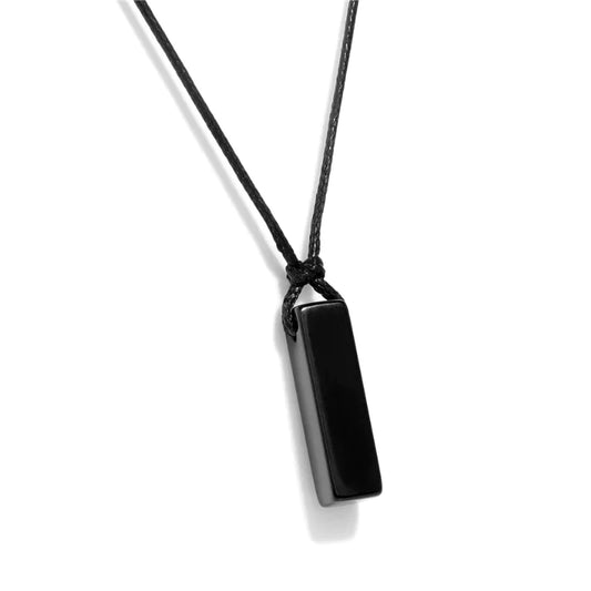 pendentif "Rectangle" Agate noire, cadeau de lithothérapie homme, femme et ados