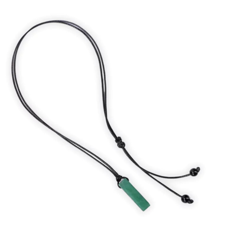 pendentif "Rectangle" Aventurine avec corde, cadeau de lithothérapie homme, femme et ados
