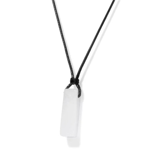 pendentif "Rectangle" cristal de roche, cadeau de lithothérapie homme, femme ou adolescent