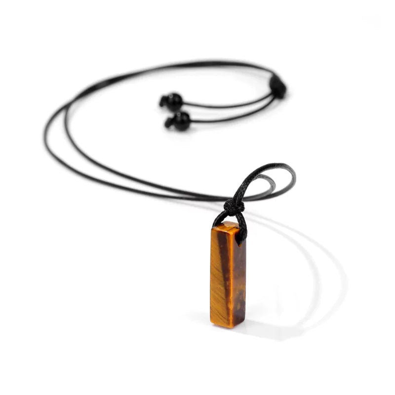 pendentif "Rectangle" Œil de Tigre, cadeau lithothérapie pour homme et femme