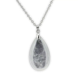 pendentif en pierre de cristal de roche "Goutte d'eau", cadeau de lithothérapie homme ou femme