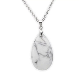 pendentif pierre howlite "Goutte d'eau", cadeau de lithothérapie homme ou femme