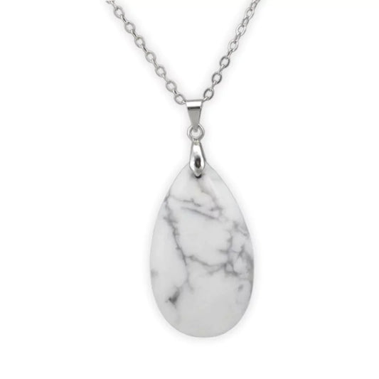 pendentif pierre howlite "Goutte d'eau", cadeau de lithothérapie homme ou femme