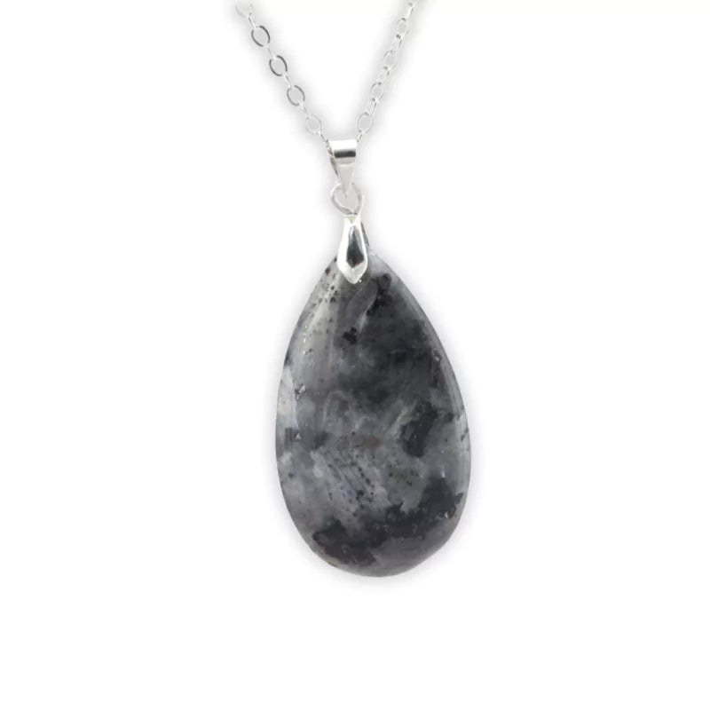 pendentif en pierre de labradorite "Goutte d'eau", cadeau de lithothérapie homme ou femme