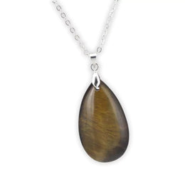 pendentif en pierre d'oeil de tigre "Goutte d'eau", cadeau de lithothérapie homme ou femme