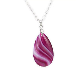 pendentif pierre oplae rose "Goutte d'eau", cadeau de lithothérapie homme ou femme