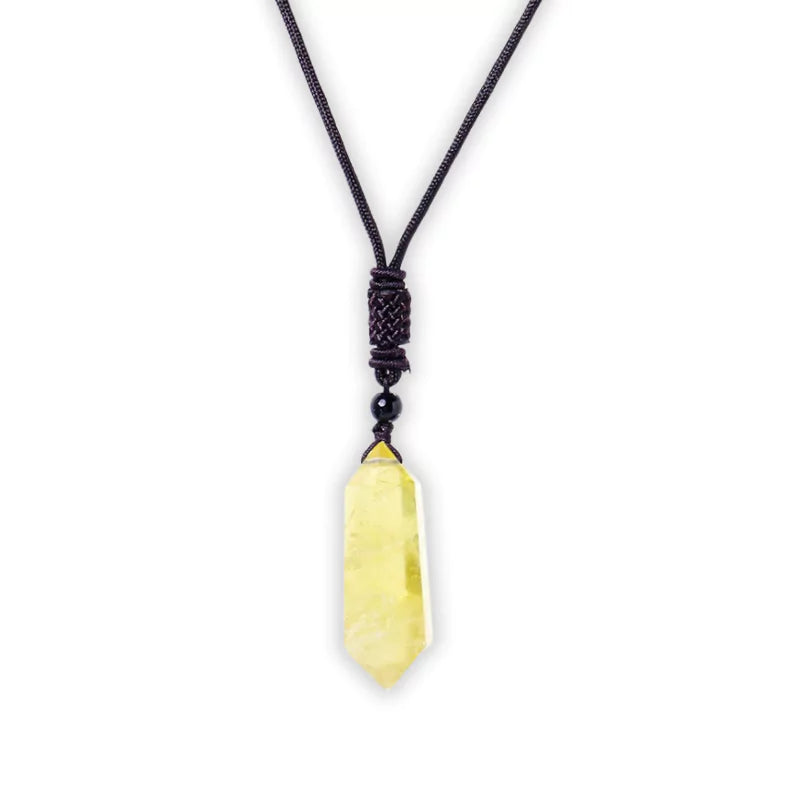 pendentif Prisme de Citrine, cadeau de lithothérapie pour homme ou femme 