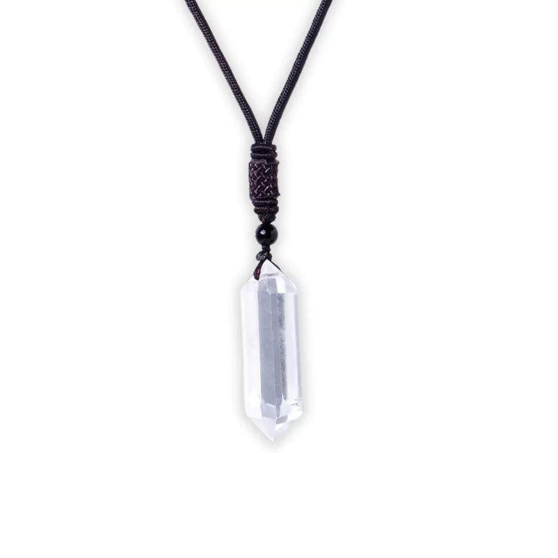 pendentif prisme de cristal de roche, cadeaude lithothérapie pour homme et femme