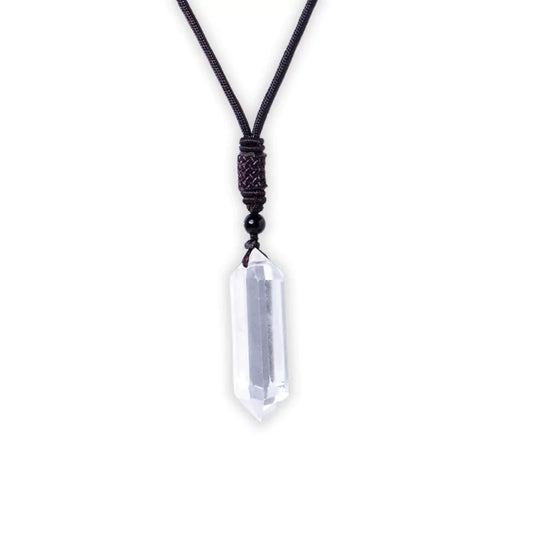 pendentif prisme de cristal de roche, cadeaude lithothérapie pour homme et femme