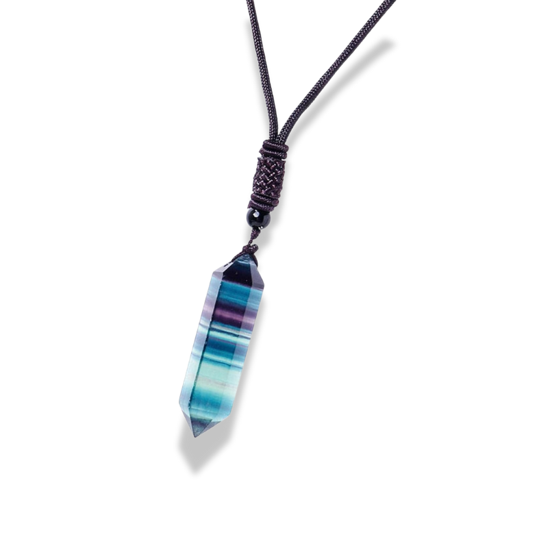 pendentif prisme de fluorite, cadeaude lithothérapie pour homme ou femme