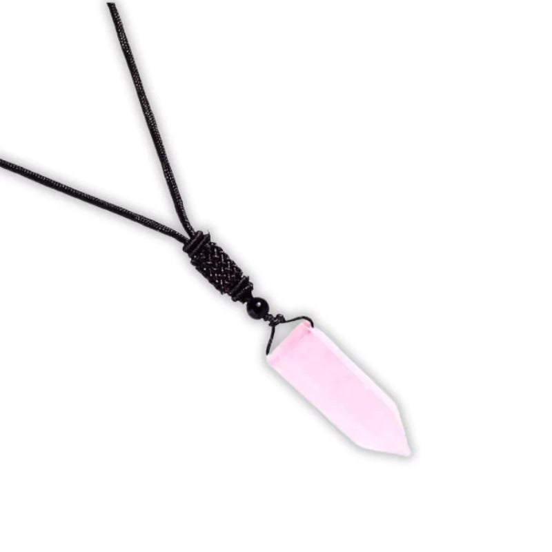 pendentif prisme de quartz rose, cadeaude lithothérapie pour homme et femme